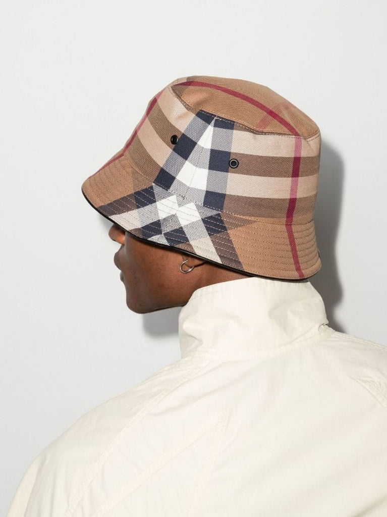Brown House Check Cotton Canvas Bucket Hat