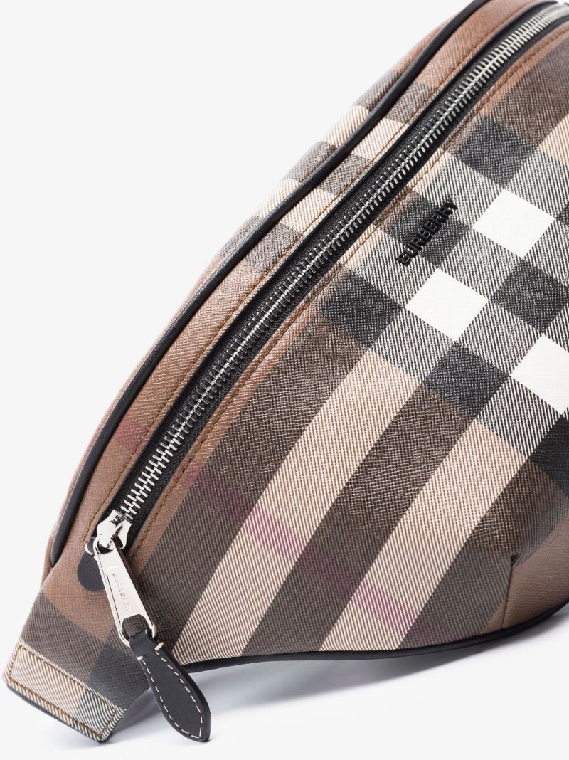 Brown Check Canvas Belt Bag