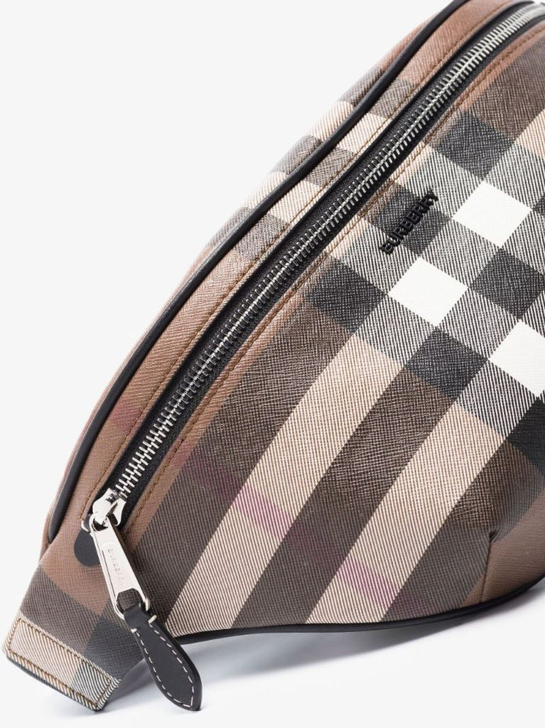 Brown Check Canvas Belt Bag