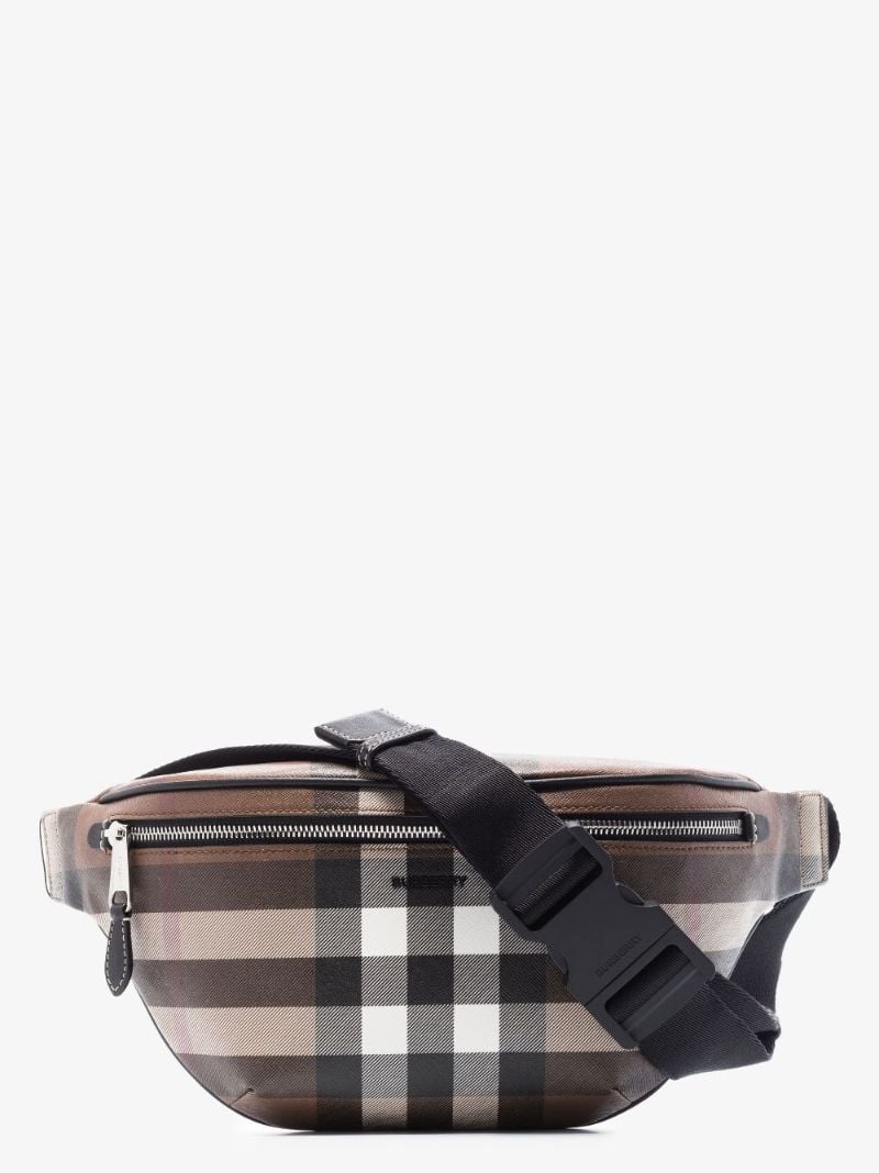 Brown Check Canvas Belt Bag