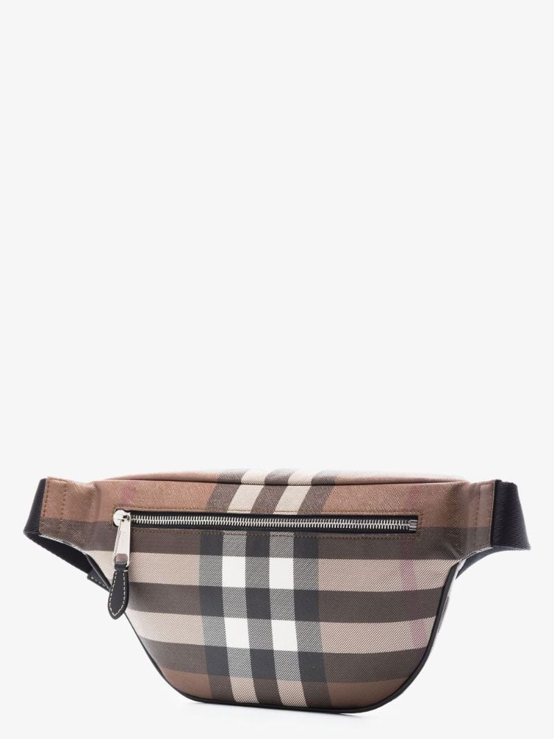 Brown Check Canvas Belt Bag