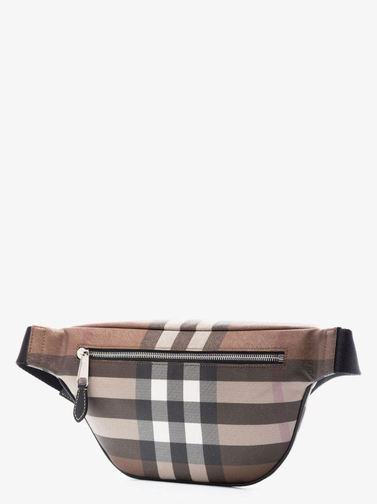 Brown Check Canvas Belt Bag