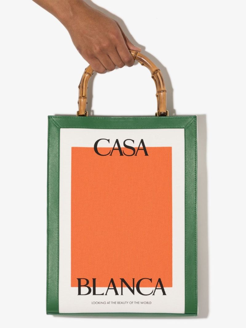 Neutral Logo Leather Tote Bag