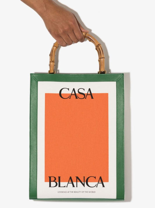 Neutral Logo Leather Tote Bag