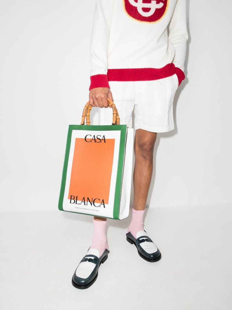 Neutral Logo Leather Tote Bag