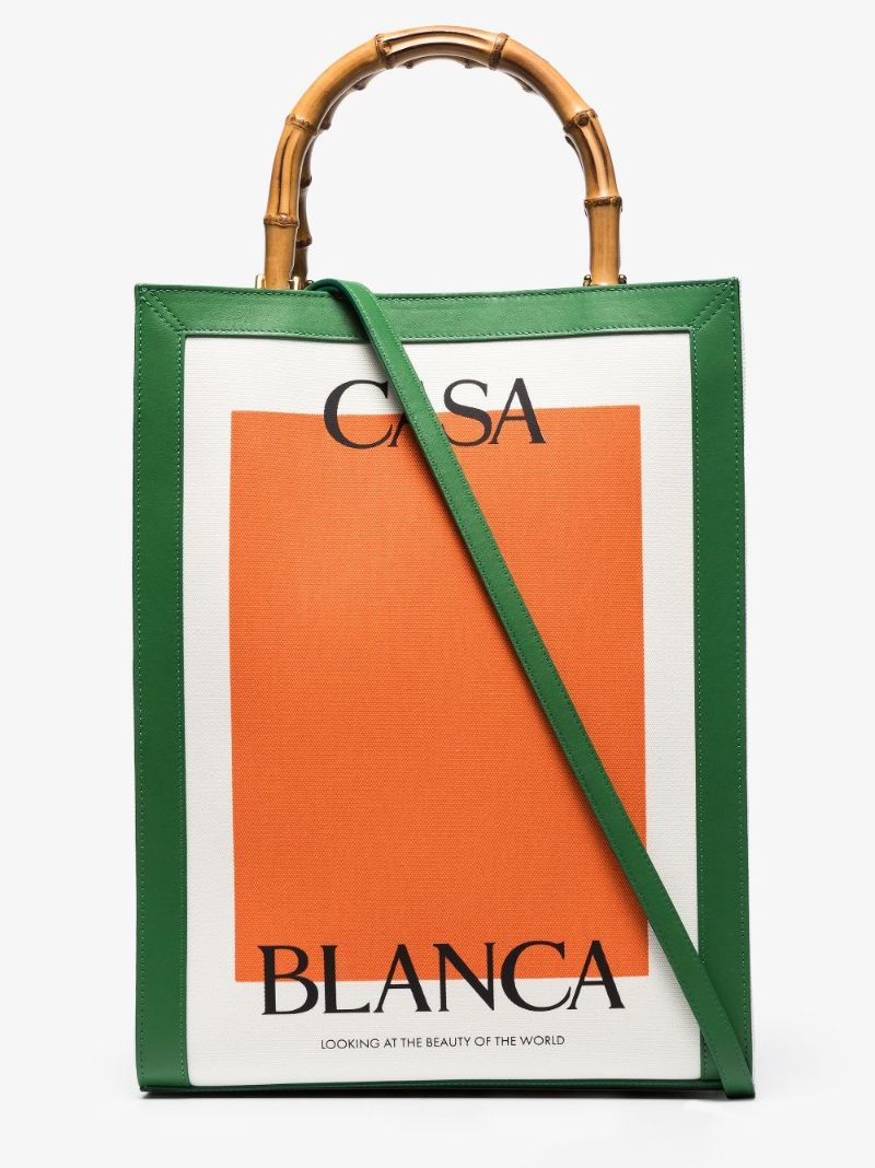 Neutral Logo Leather Tote Bag