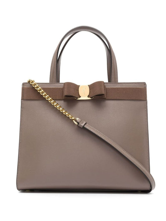 Brown Vara Bow Leather Tote Bag