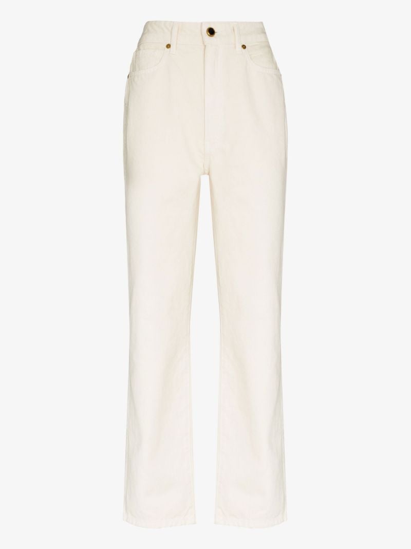 Neutral Abigail Cropped Straight Leg Jeans