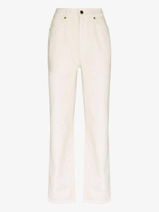 Neutral Abigail Cropped Straight Leg Jeans