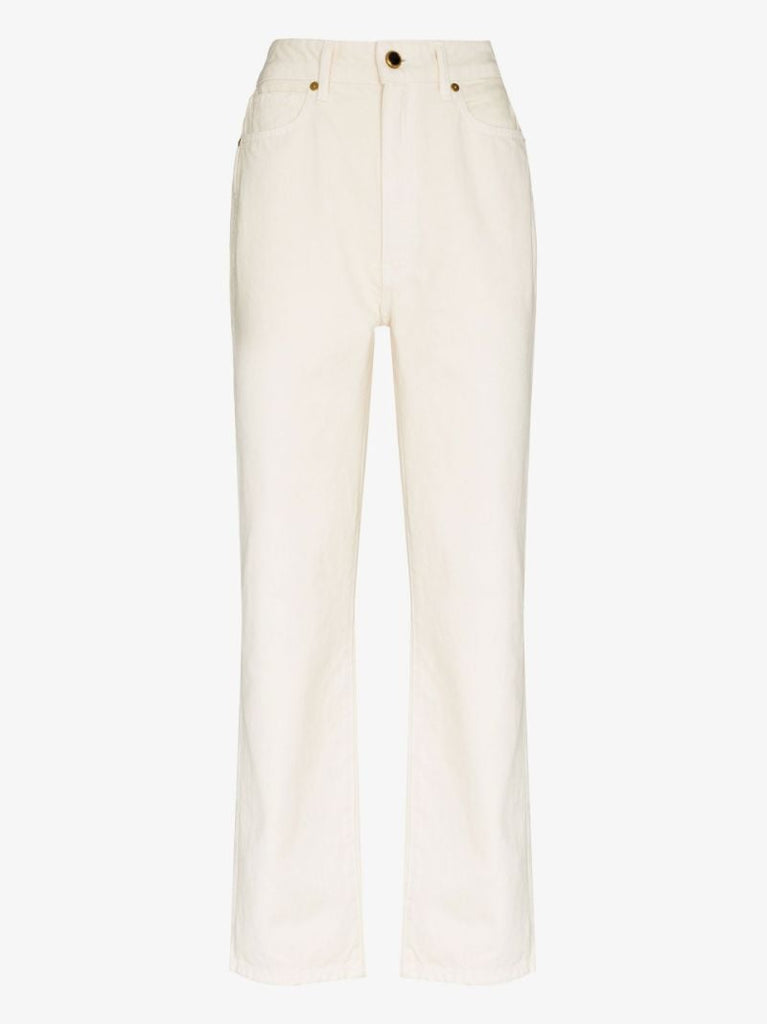 Neutral Abigail Cropped Straight Leg Jeans