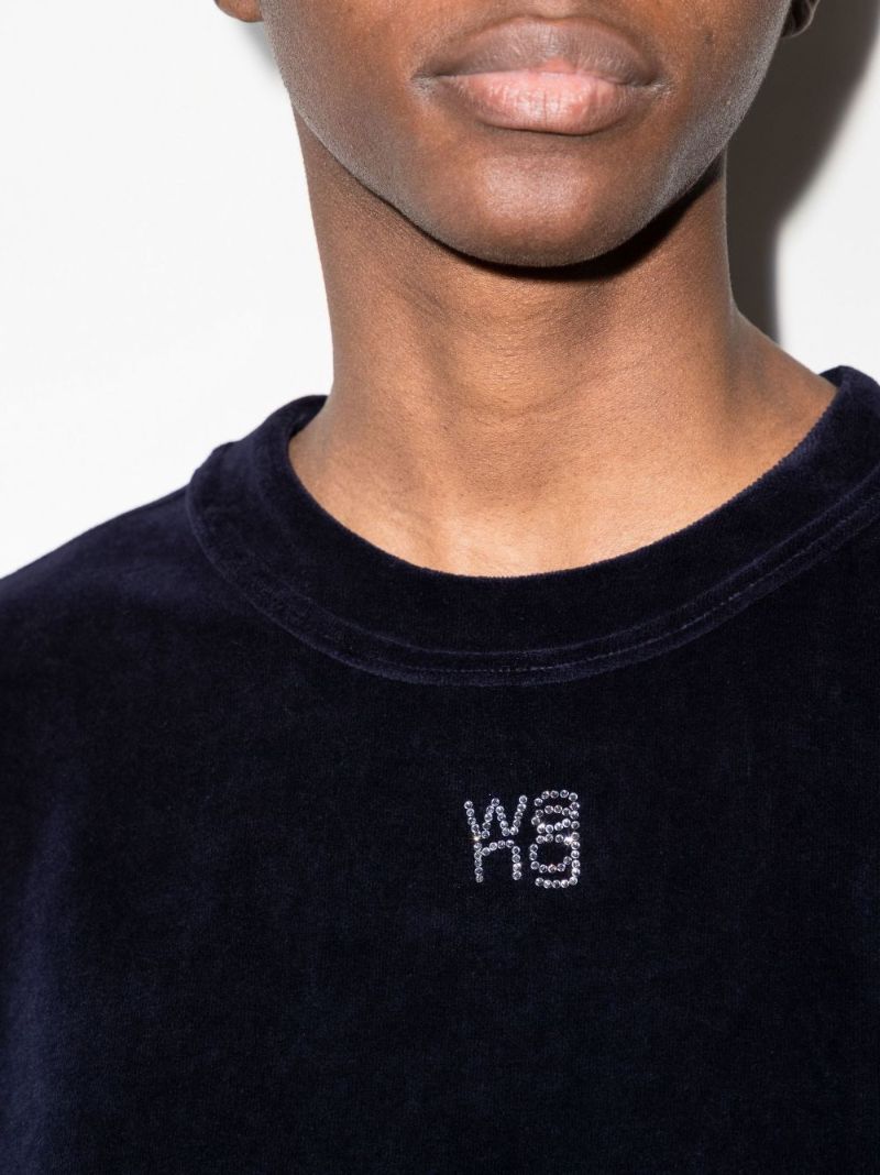 Blue Crystal Logo Cotton Velour Sweatshirt