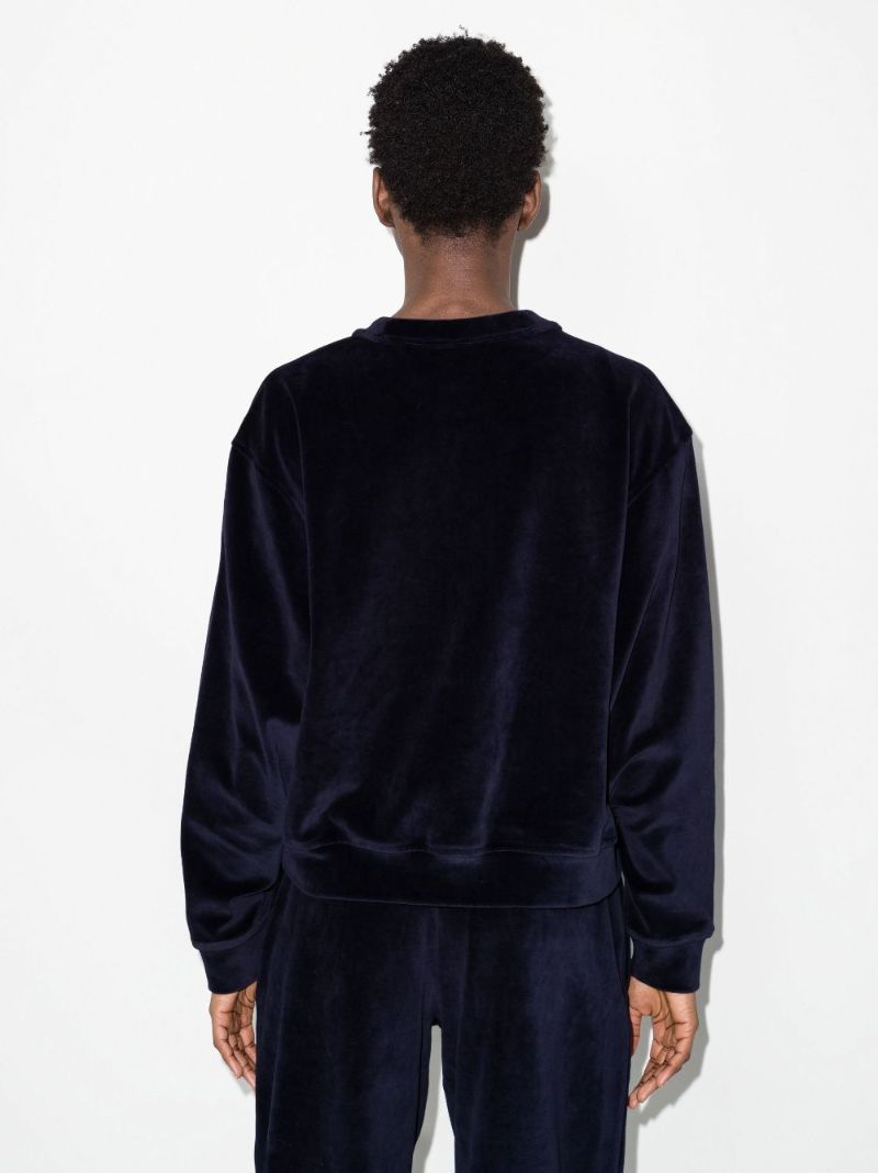 Blue Crystal Logo Cotton Velour Sweatshirt