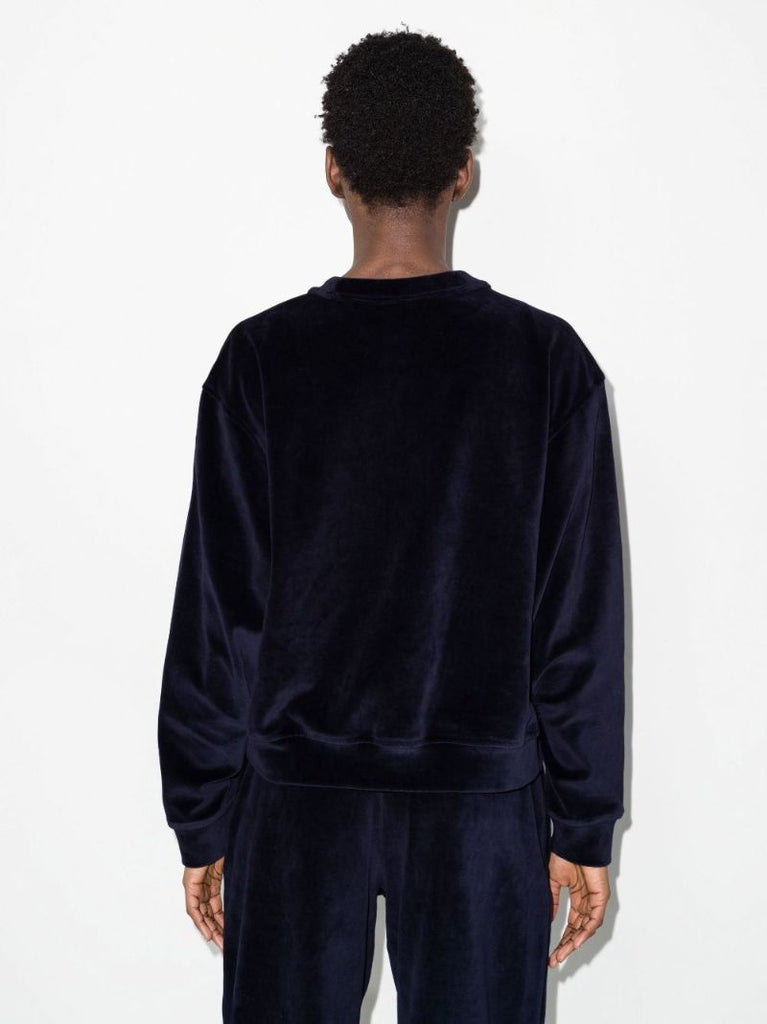 Blue Crystal Logo Cotton Velour Sweatshirt