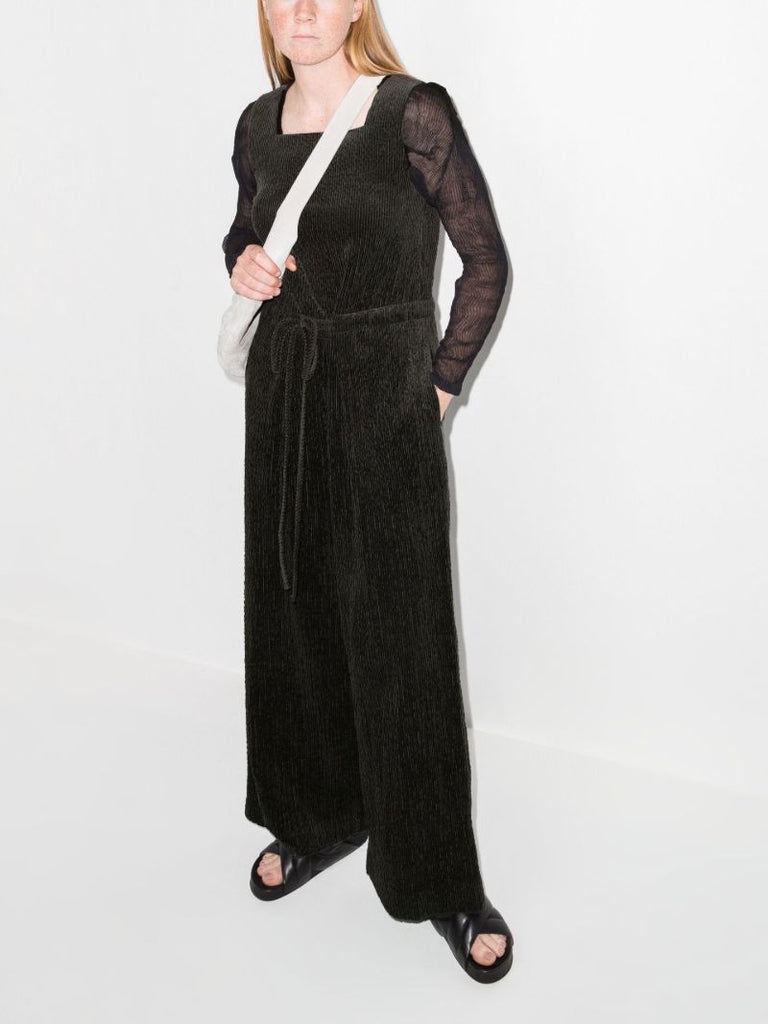 Black Square Neck Corduroy Jumpsuit