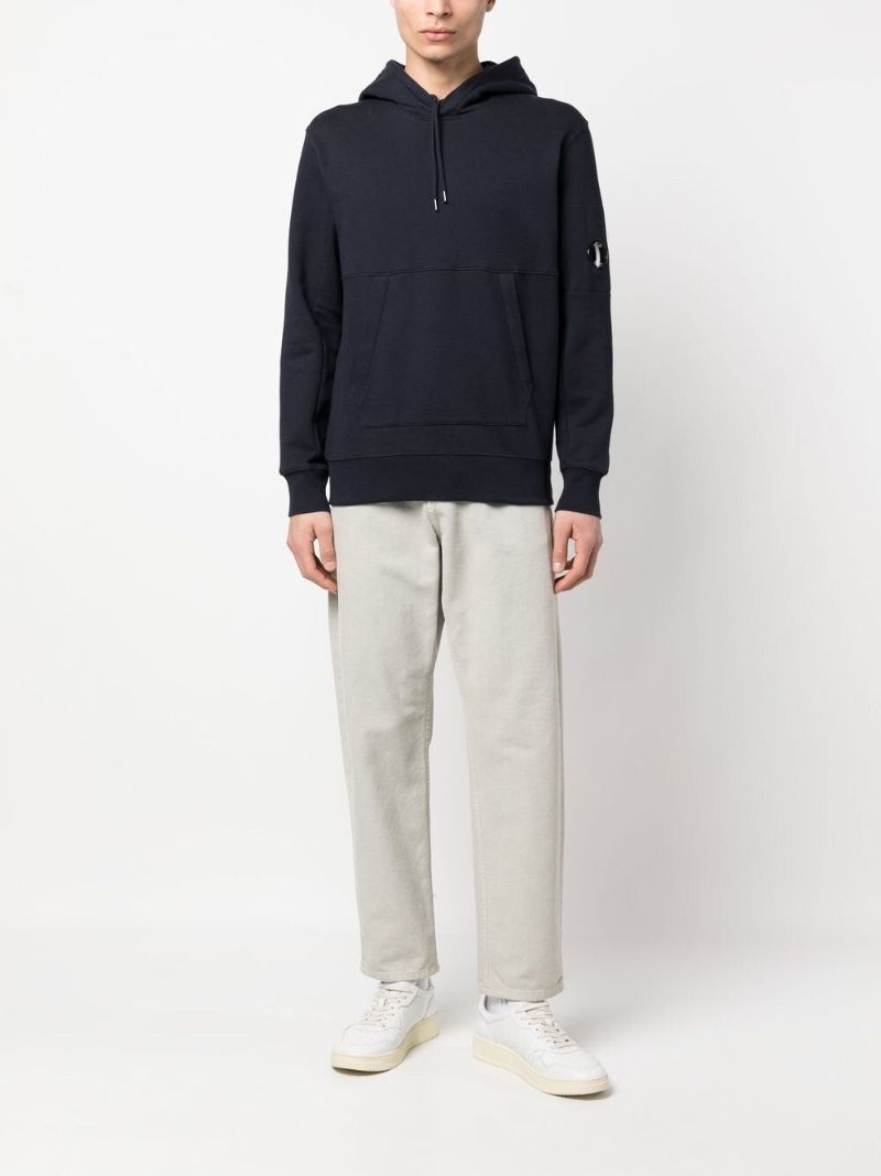 Blue Diagonal Raised Fleece Hoodie