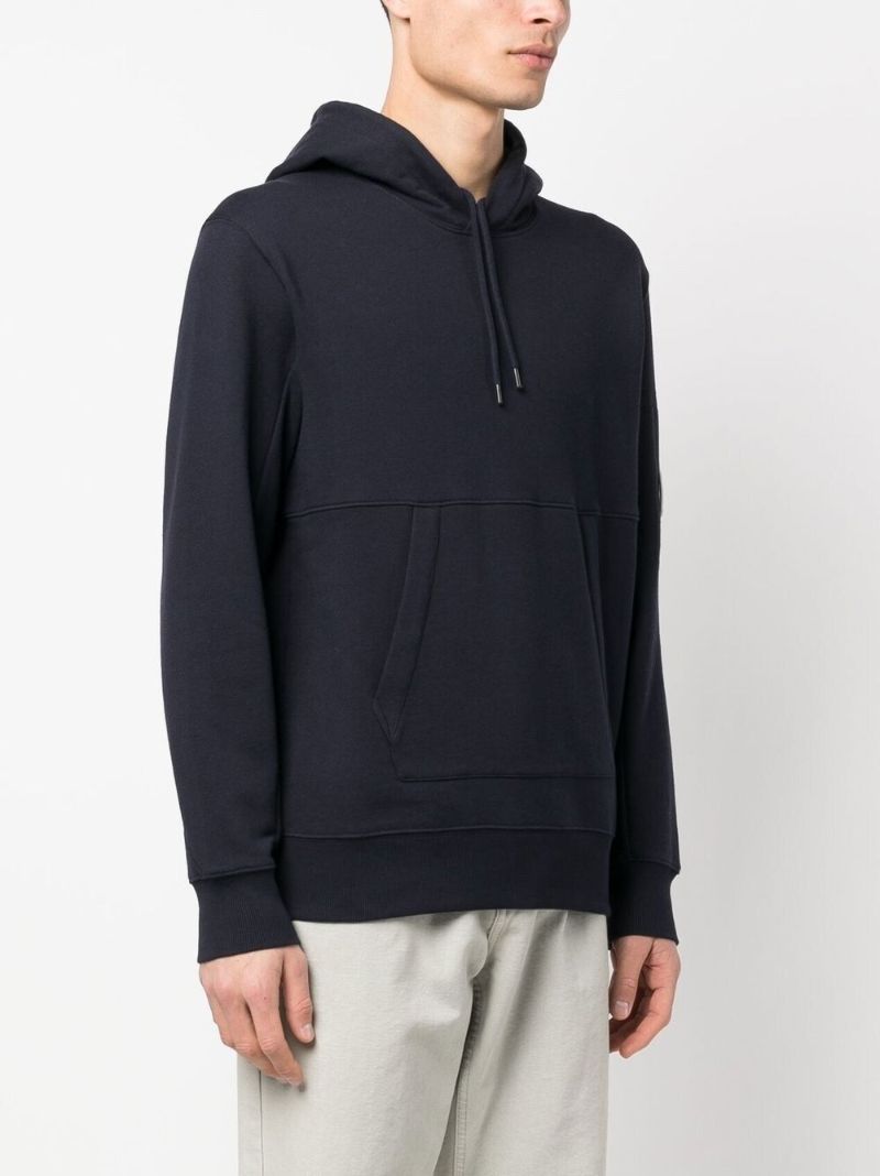 Blue Diagonal Raised Fleece Hoodie