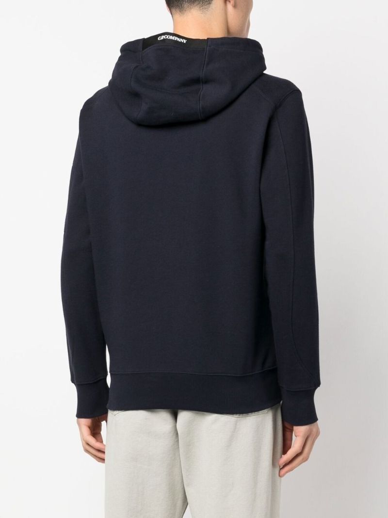 Blue Diagonal Raised Fleece Hoodie