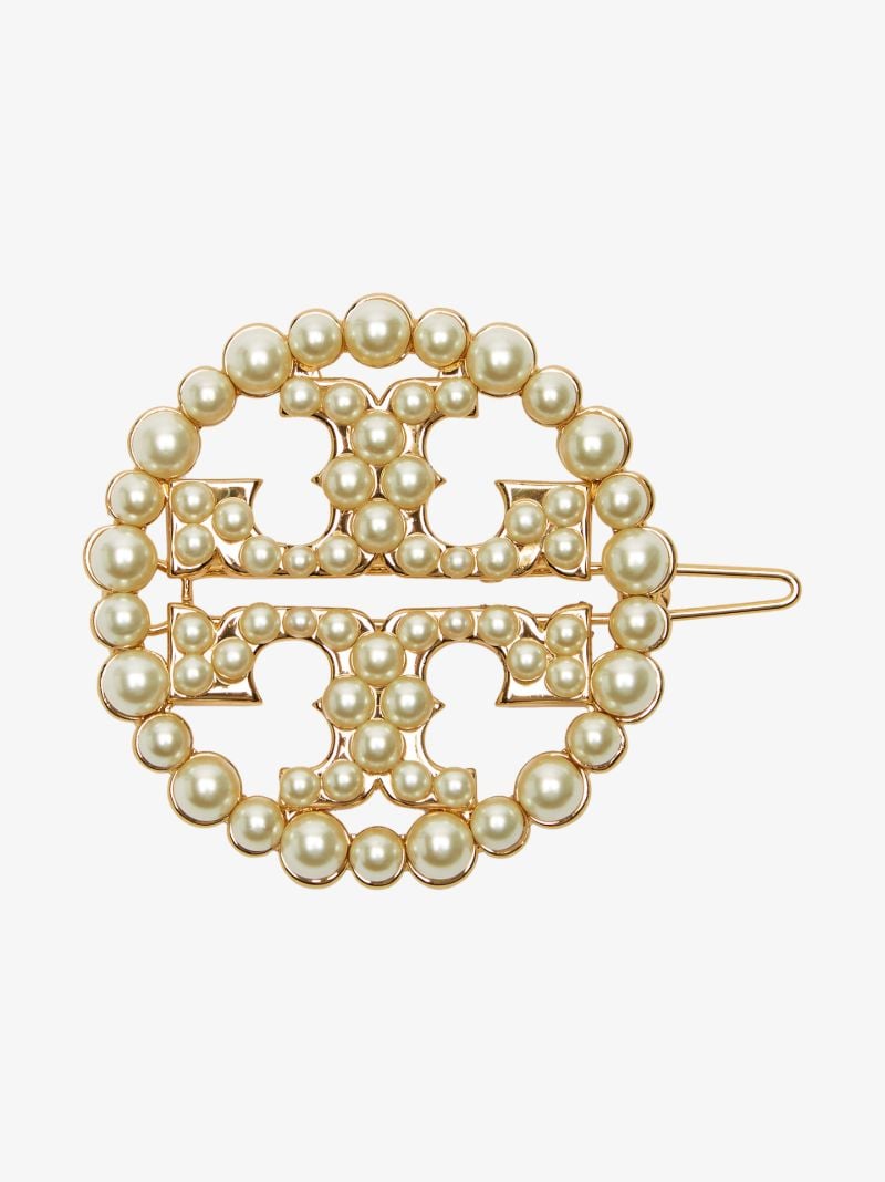Gold Tone Double T Pearl Hairpin