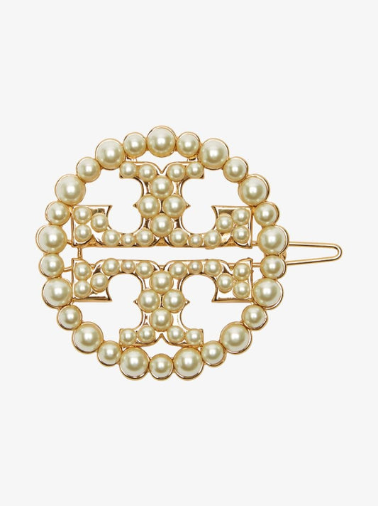 Gold Tone Double T Pearl Hairpin
