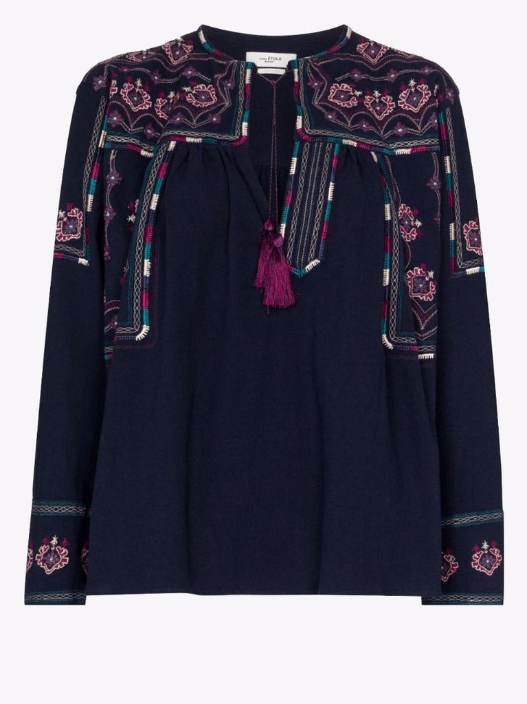 Embroidered Long-sleeve Blouse