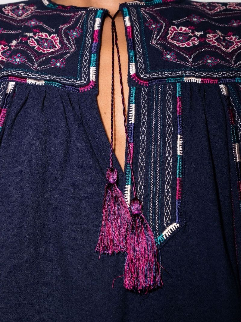 Embroidered Long-sleeve Blouse