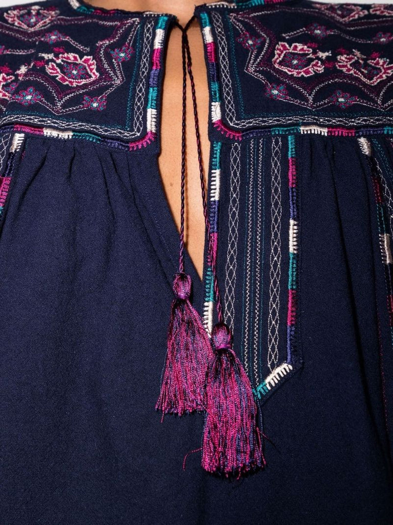 Embroidered Long-sleeve Blouse