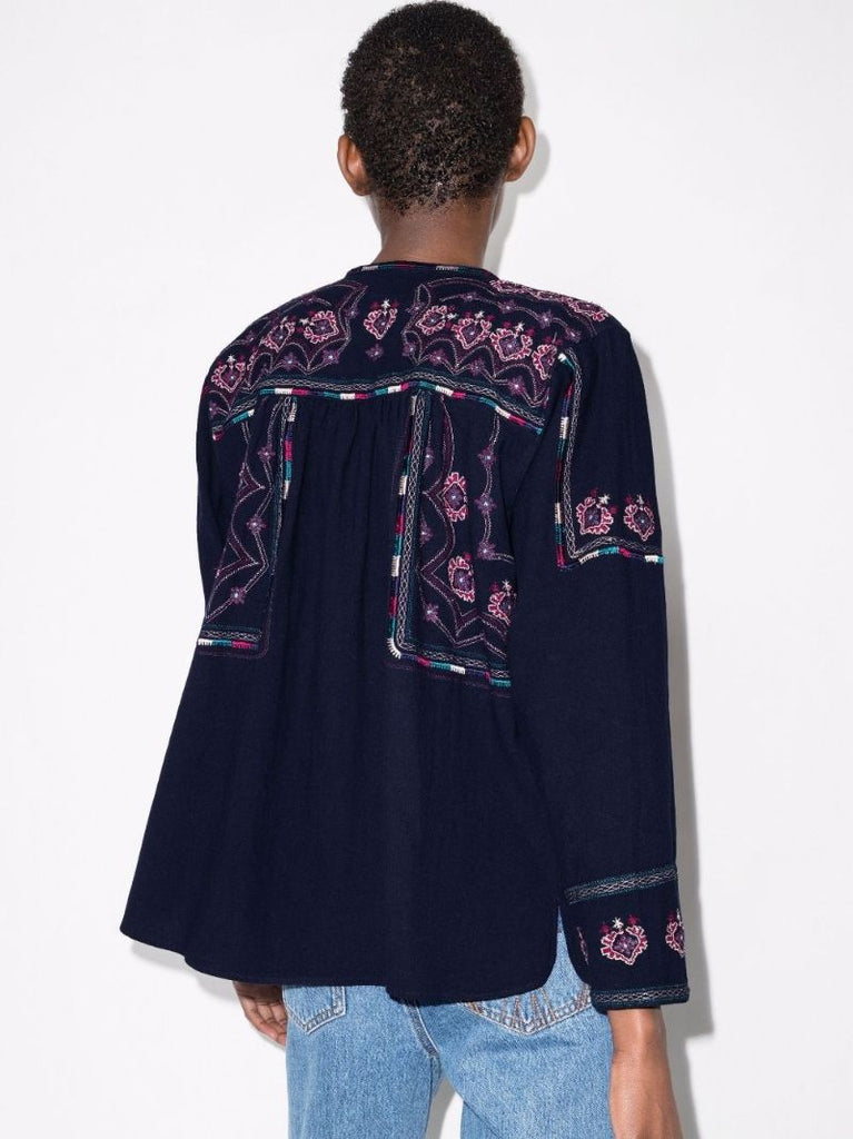 Embroidered Long-sleeve Blouse