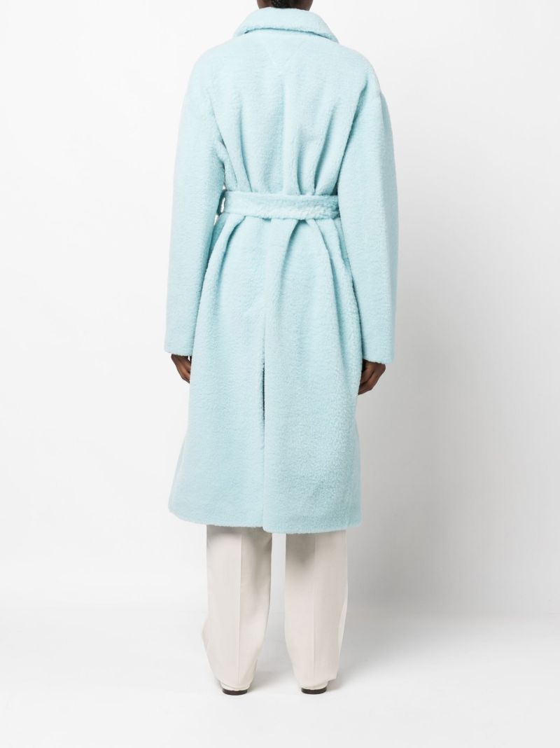 Blue Single-breasted Shearling Coat