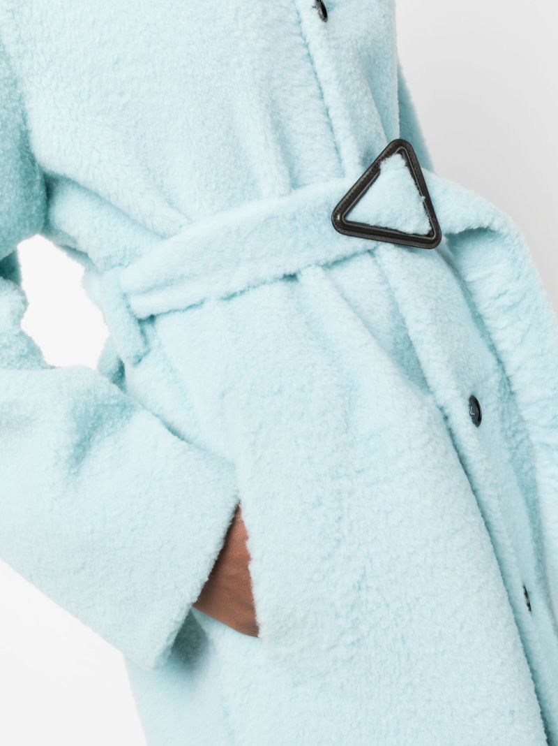 Blue Single-breasted Shearling Coat