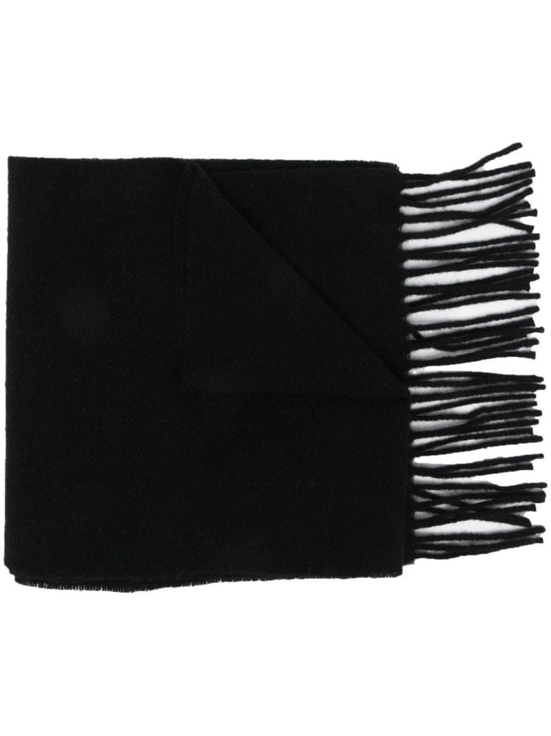 Black Ami De Coeur Embroidered Fringed Scarf