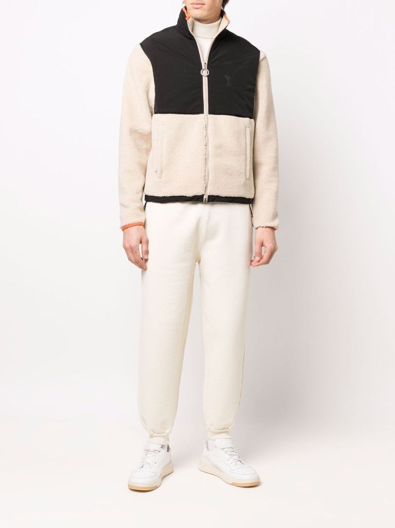 Black and White Ami De Coeur Panelled  Shearling Jacket