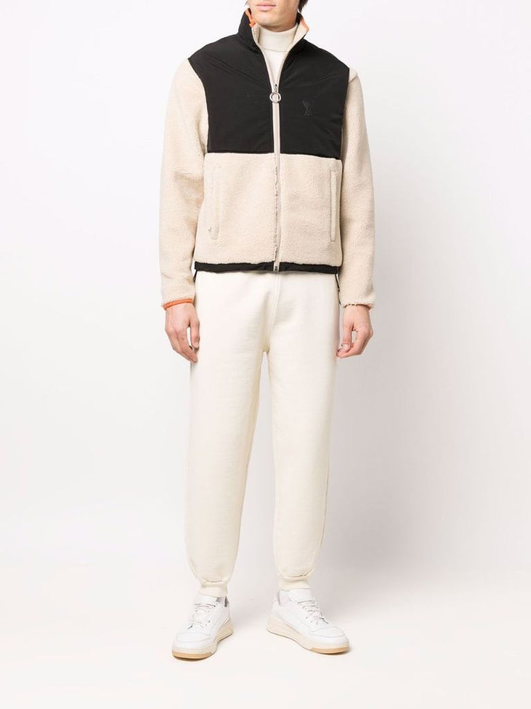 Black and White Ami De Coeur Panelled  Shearling Jacket