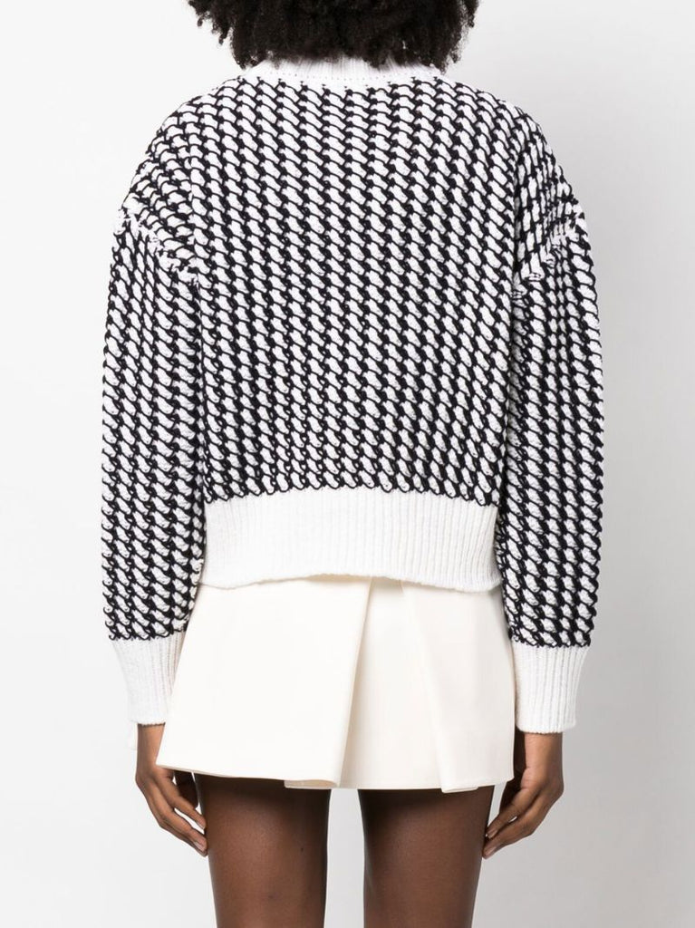 White Knitted Mesh Sweater