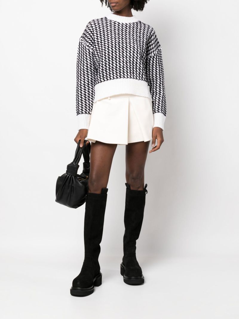 White Knitted Mesh Sweater