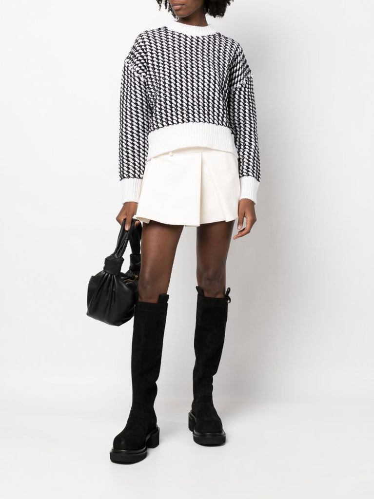 White Knitted Mesh Sweater