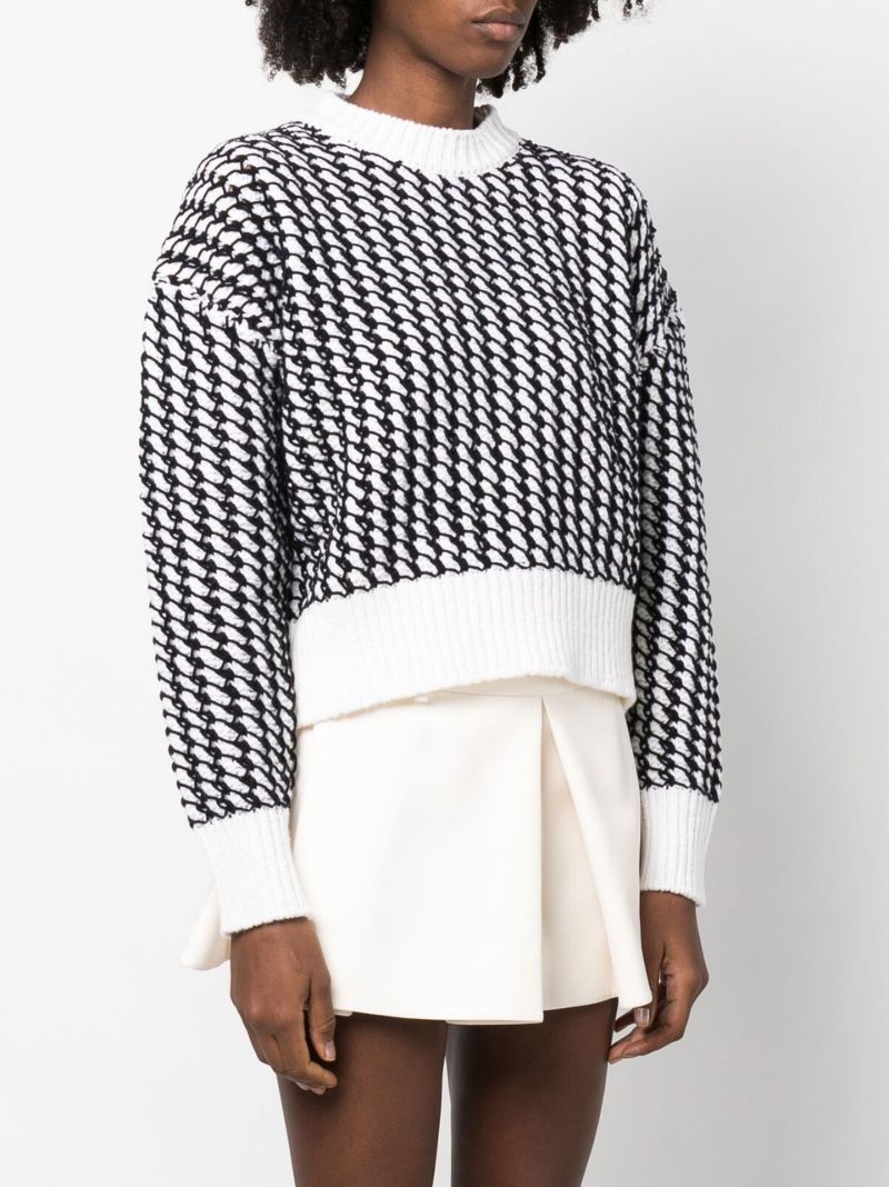 White Knitted Mesh Sweater