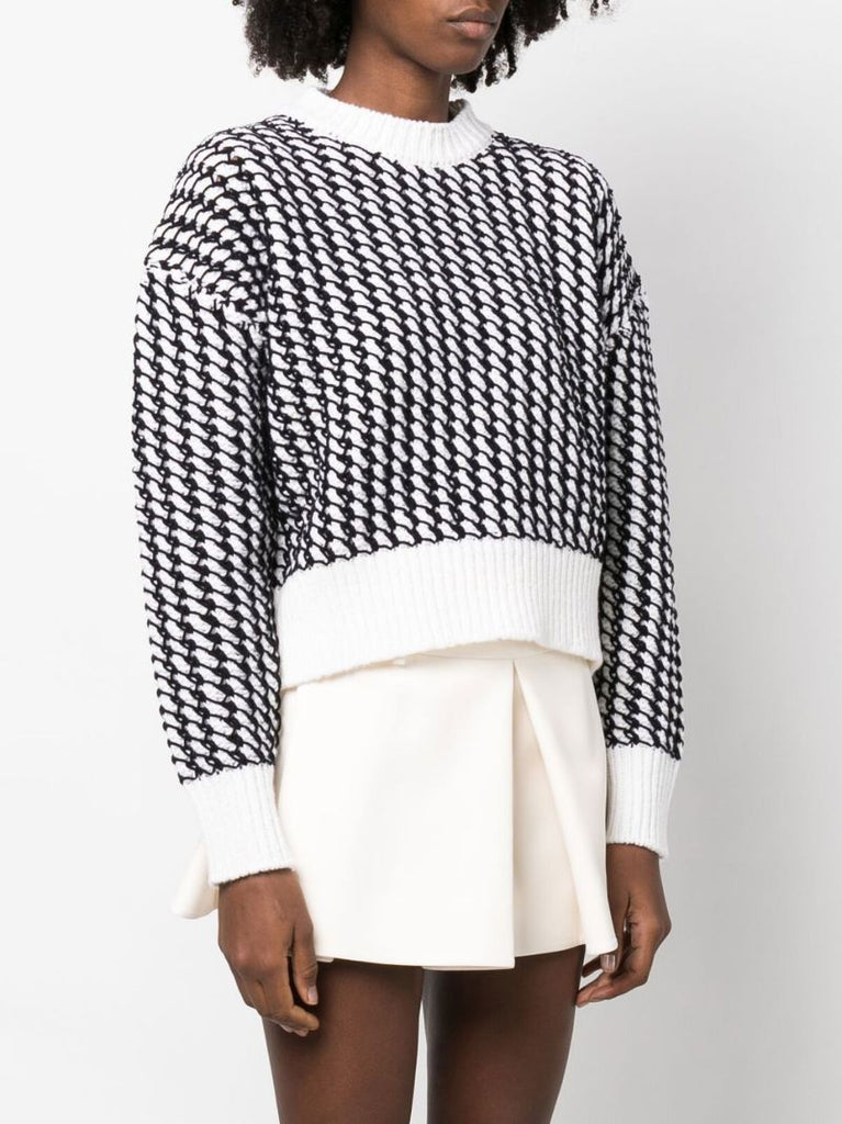 White Knitted Mesh Sweater