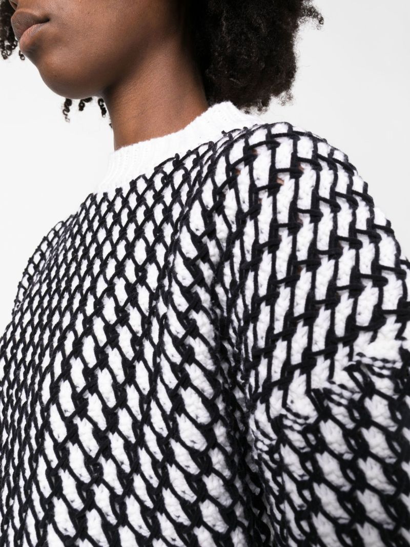 White Knitted Mesh Sweater