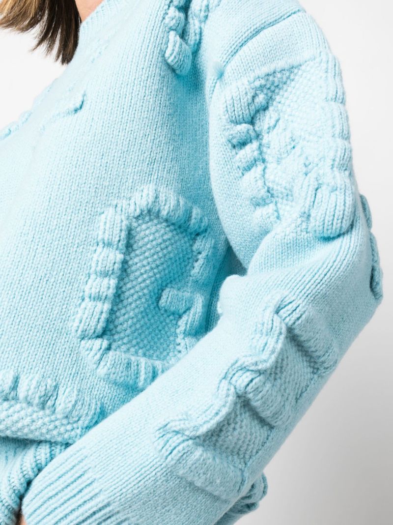 Blue Embossed Letter Sweater