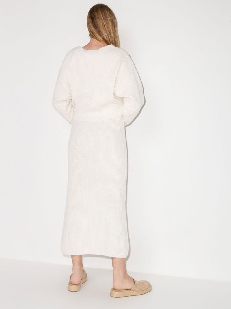 White Ribbed Knit Co-ord Dress Set