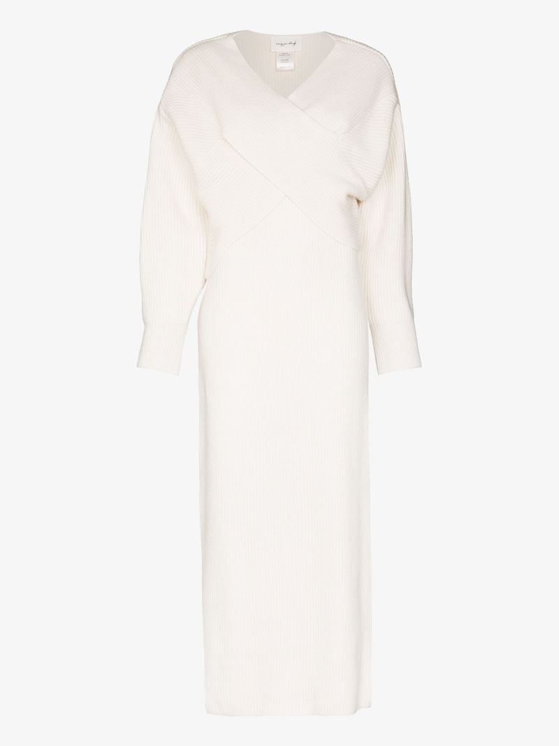 White Ribbed Knit Co-ord Dress Set