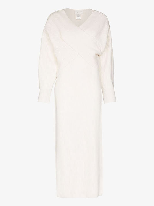 White Ribbed Knit Co-ord Dress Set