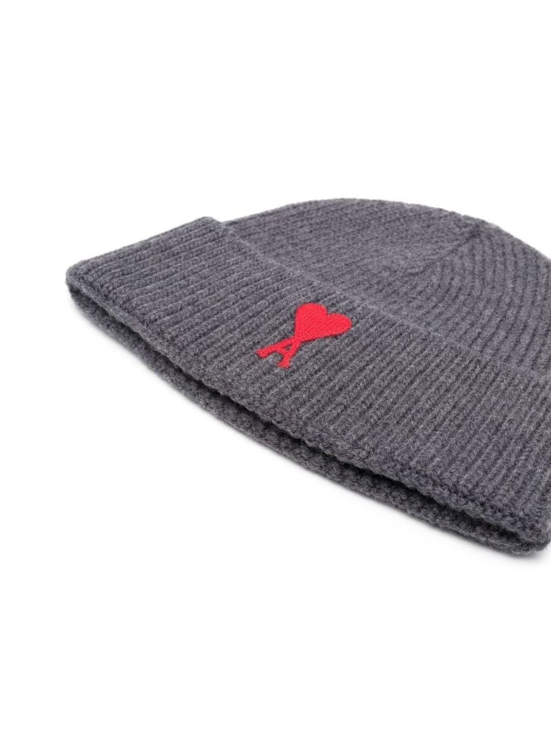 Grey Ami De Coeur Wool Beanie Hat