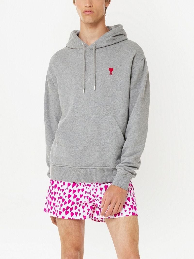 Grey Ami De Coeur Organic-cotton Hoodie