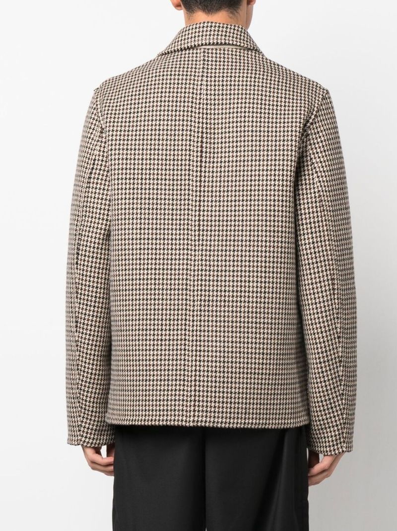 Neutral Houndstooth Wool Coat