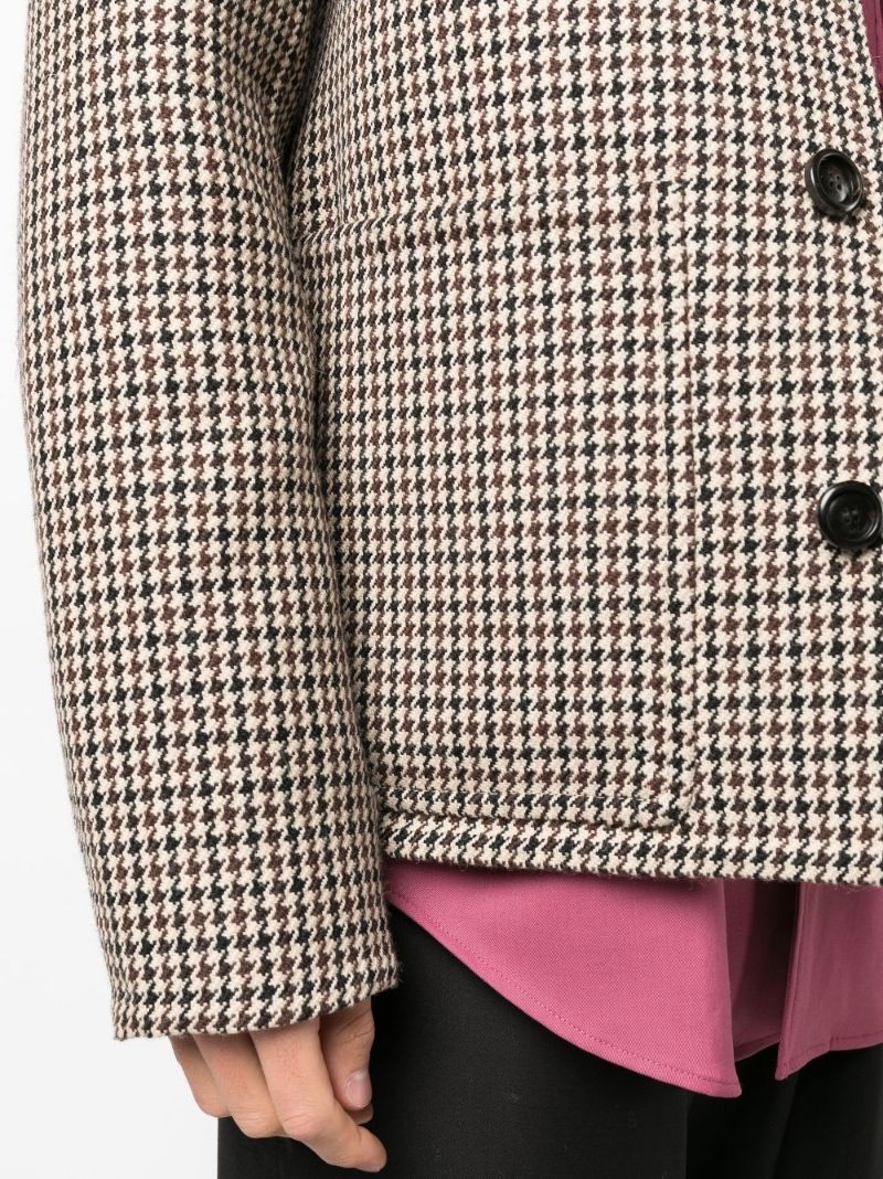 Neutral Houndstooth Wool Coat