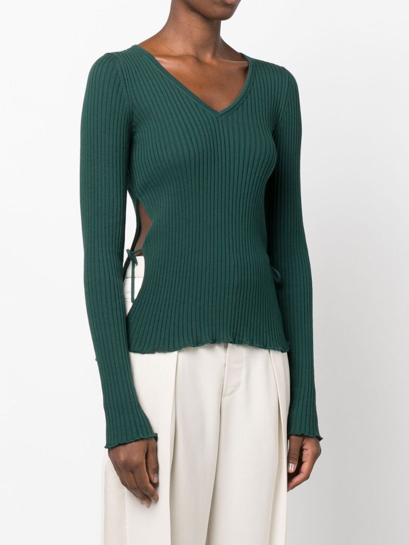 Green Side-tie Cotton Top