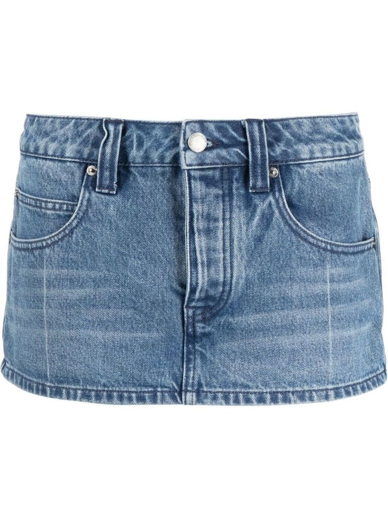 Blue Low-waisted Mini Denim Skirt