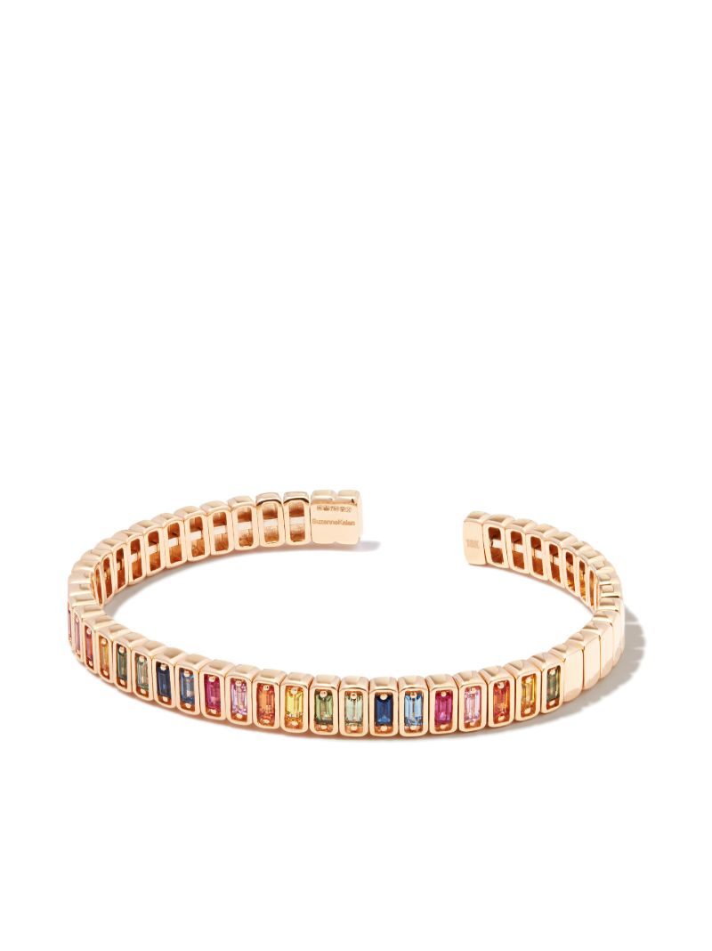 18kt Yellow Gold Inlay Classic Rainbow Sapphire Bangle