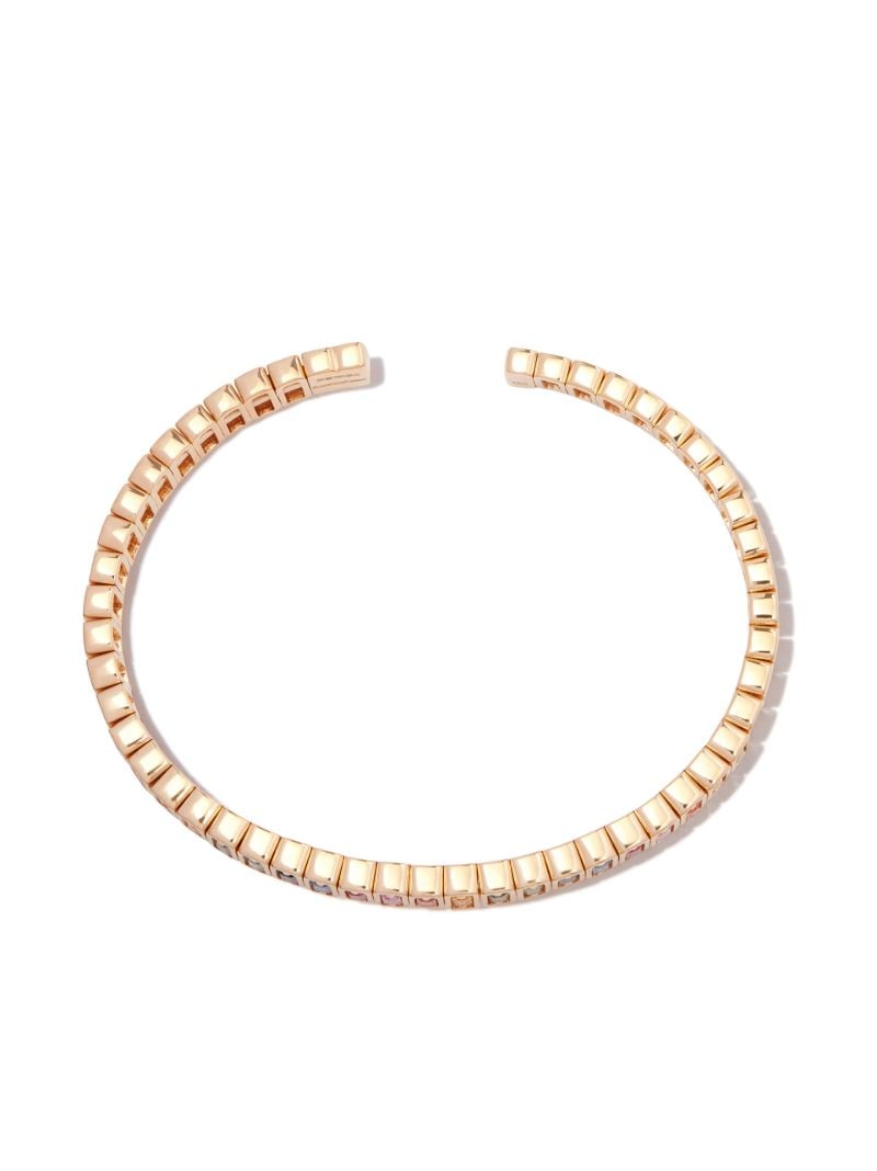 18kt Yellow Gold Inlay Classic Rainbow Sapphire Bangle